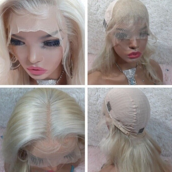 Realistic Human Hair Wig  Light Blonde Large Cap 13x4 Lace Front 18 In main image 5